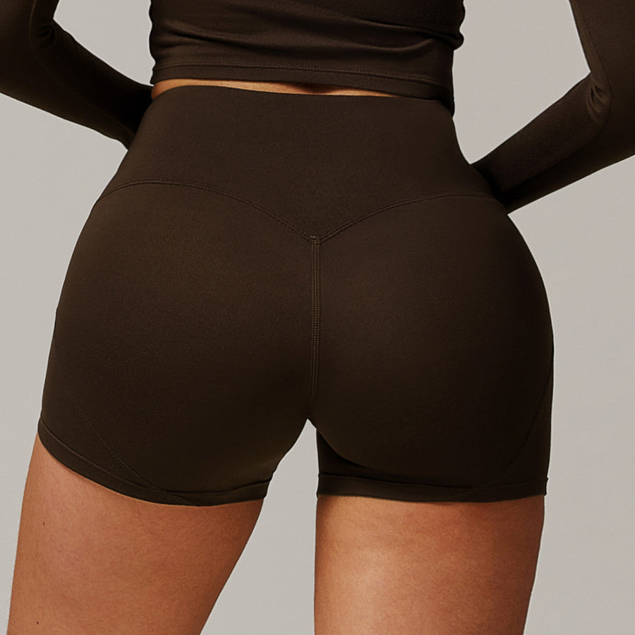 Sports high stretch high waist hip lift tight fit yoga shorts