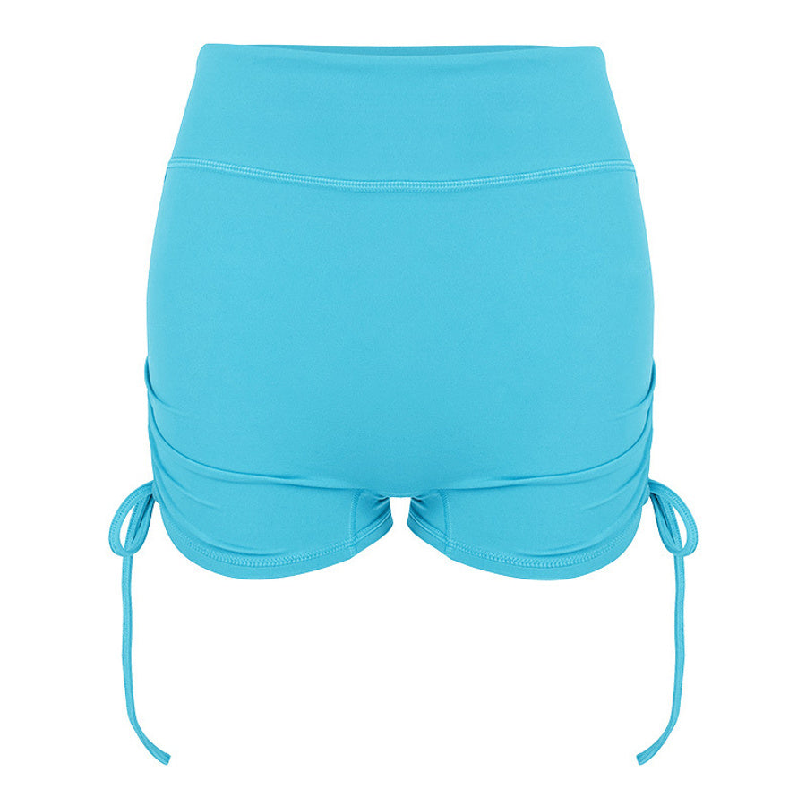 Sports slight stretch tight fit high waist drawstring yoga shorts