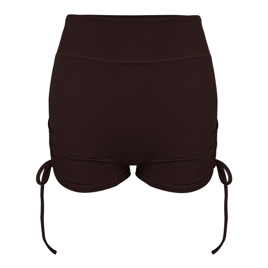 Sports slight stretch tight fit high waist drawstring yoga shorts