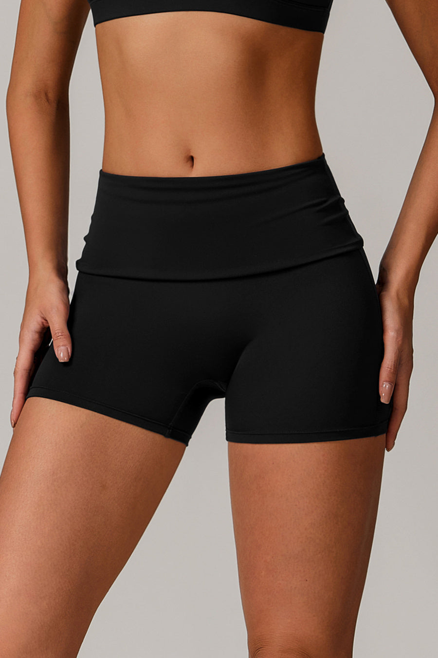 Sports high stretch high waist hip-lifting slim yoga shorts