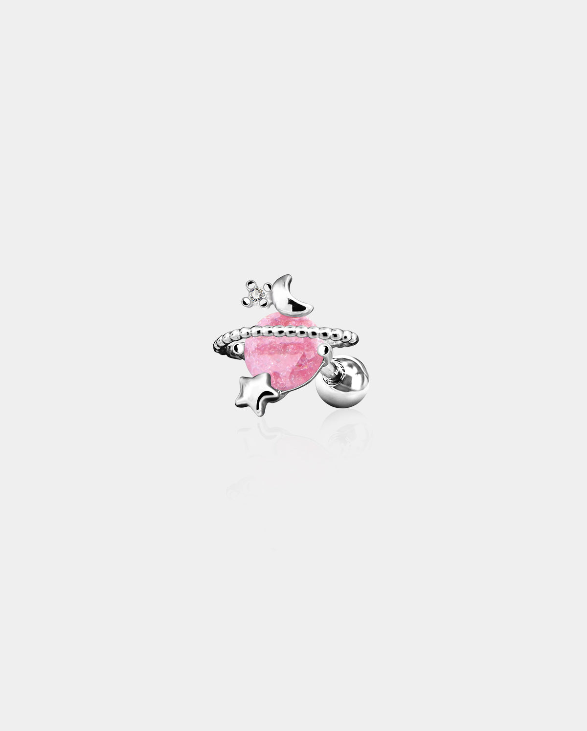 Pink Gem Planet Helix Stud