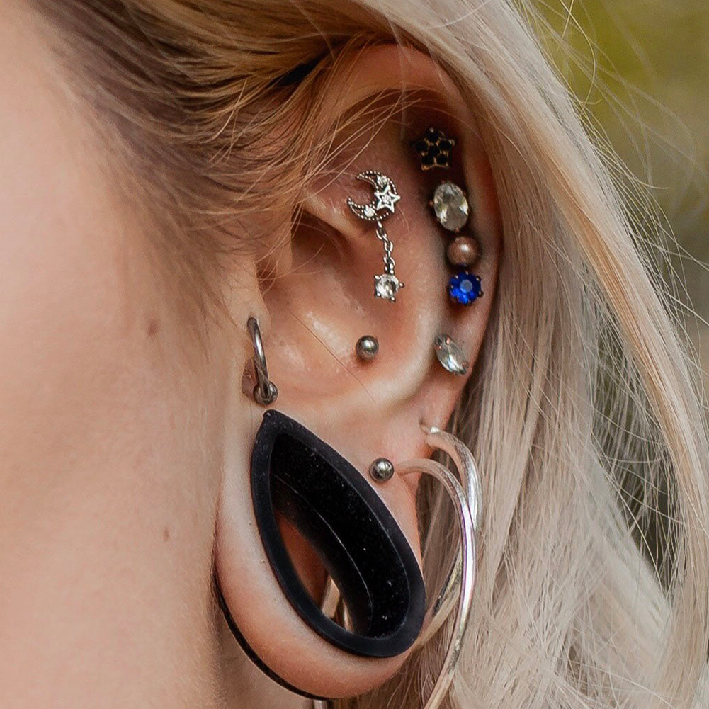 Moon Star Dangle Cartilage Stud