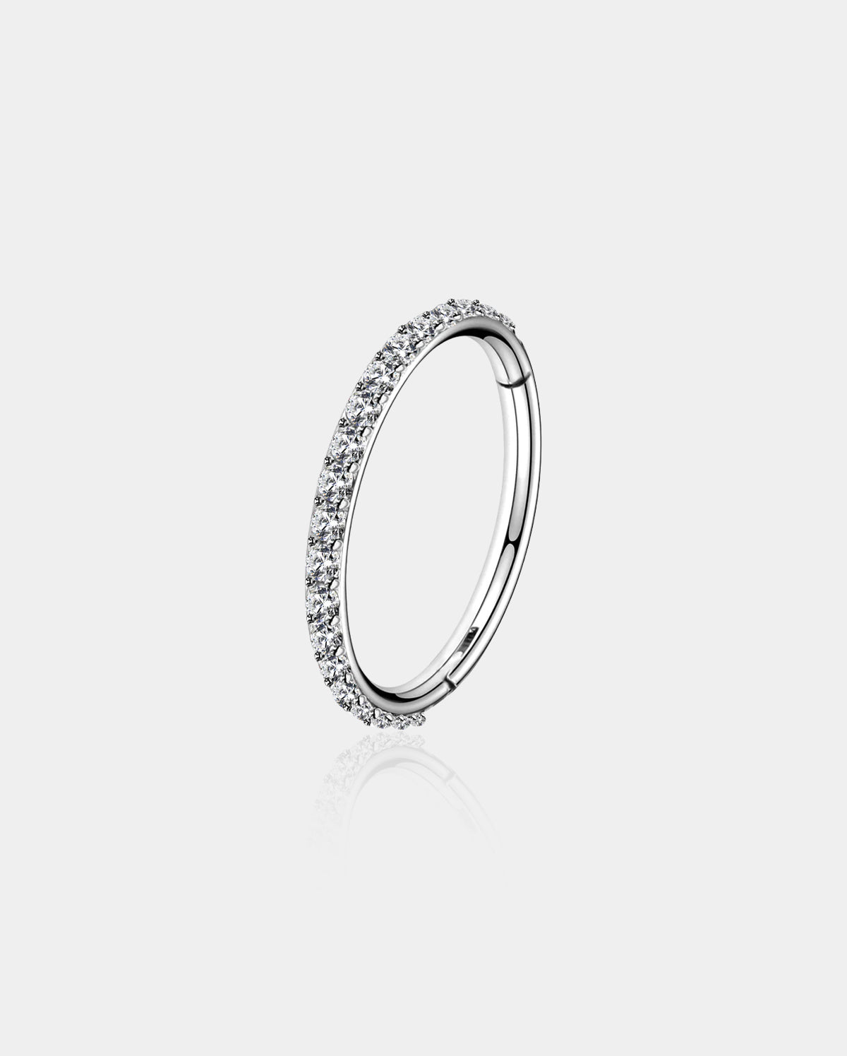 14G Pavé CZ Hinged Hoop Belly Ring