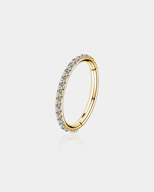 14G Pavé CZ Hinged Hoop Belly Ring