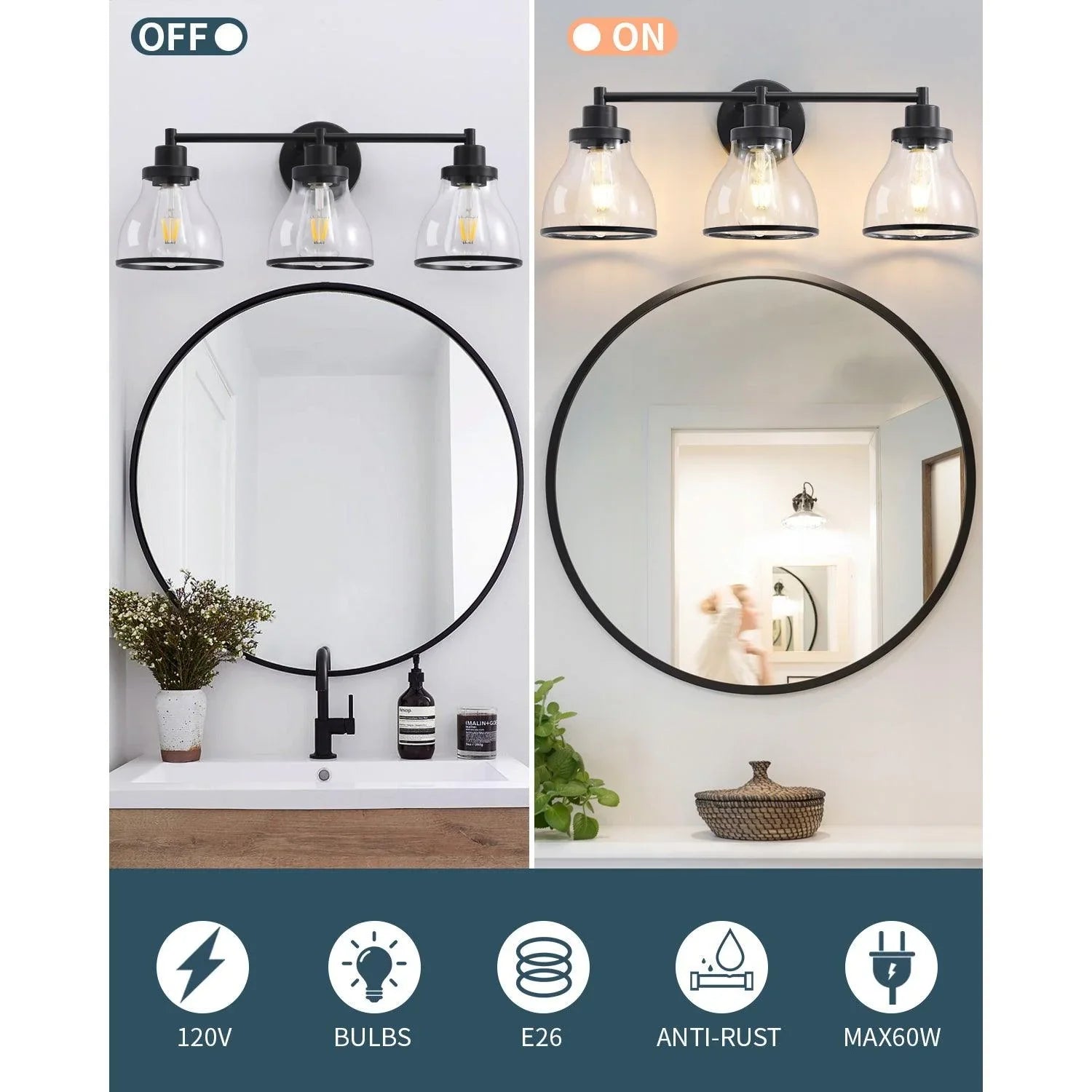 Hermosa Modern 3-Light Bathroom Vanity Light