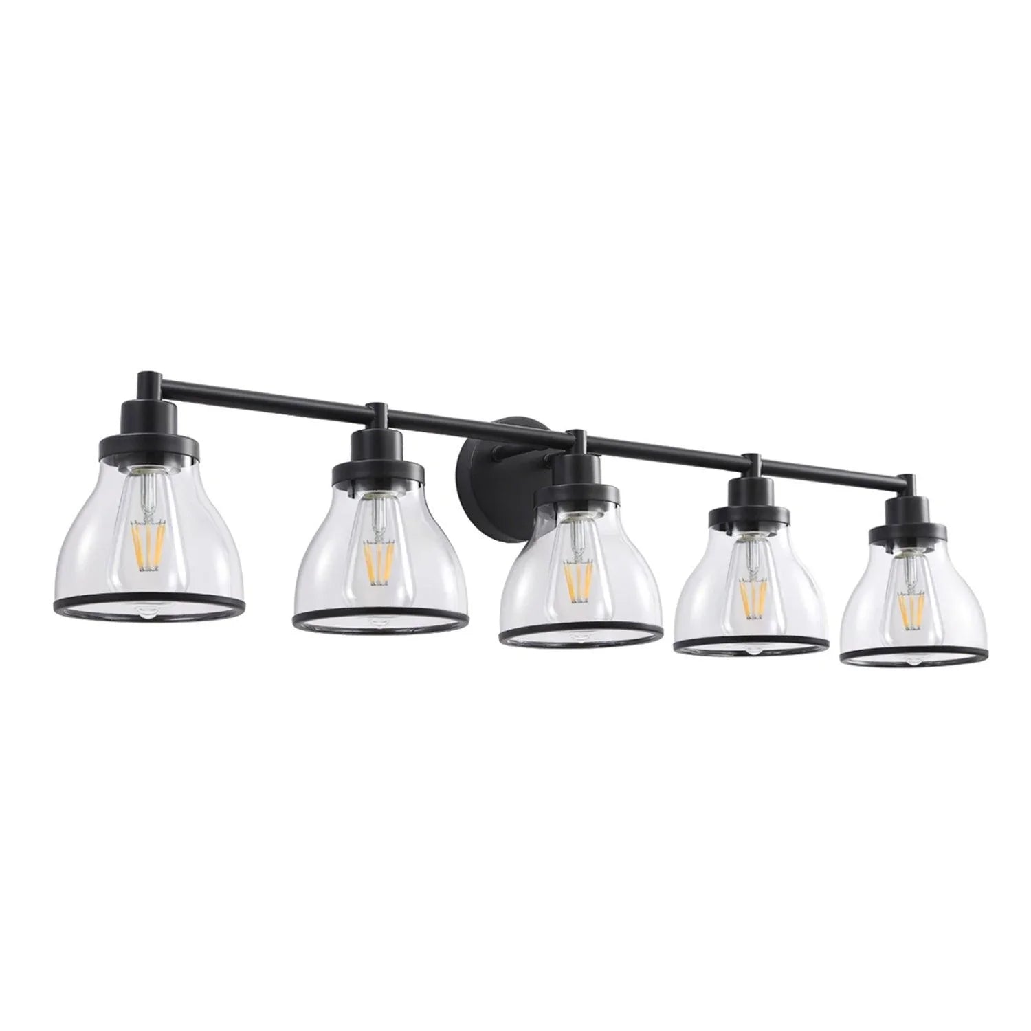 Hermosa Modern Polished Nickel & Black 5-Light Bathroom Vanity Light