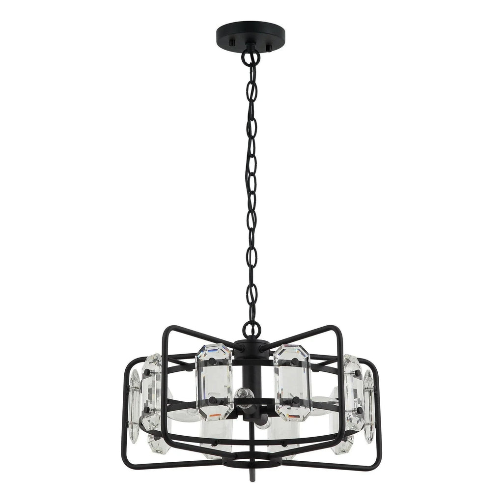 4-Light Golden or Black Modern Crystal Island Pendant Light