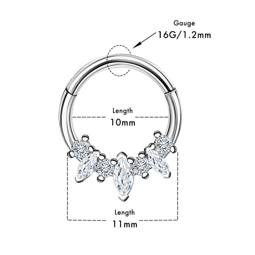 Oval and Round CZ Segment Septum Ring