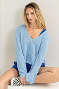 Jackets Trendsi Stripe Texture Top Women's Casual V-Neck Long Sleeve Top - Soft & Stylish