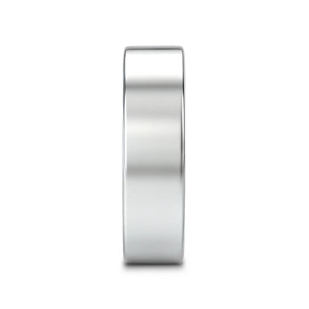 HARDY Polished Finish Flat Style Men’s Titanium Wedding Ring - 6mm & 8mm