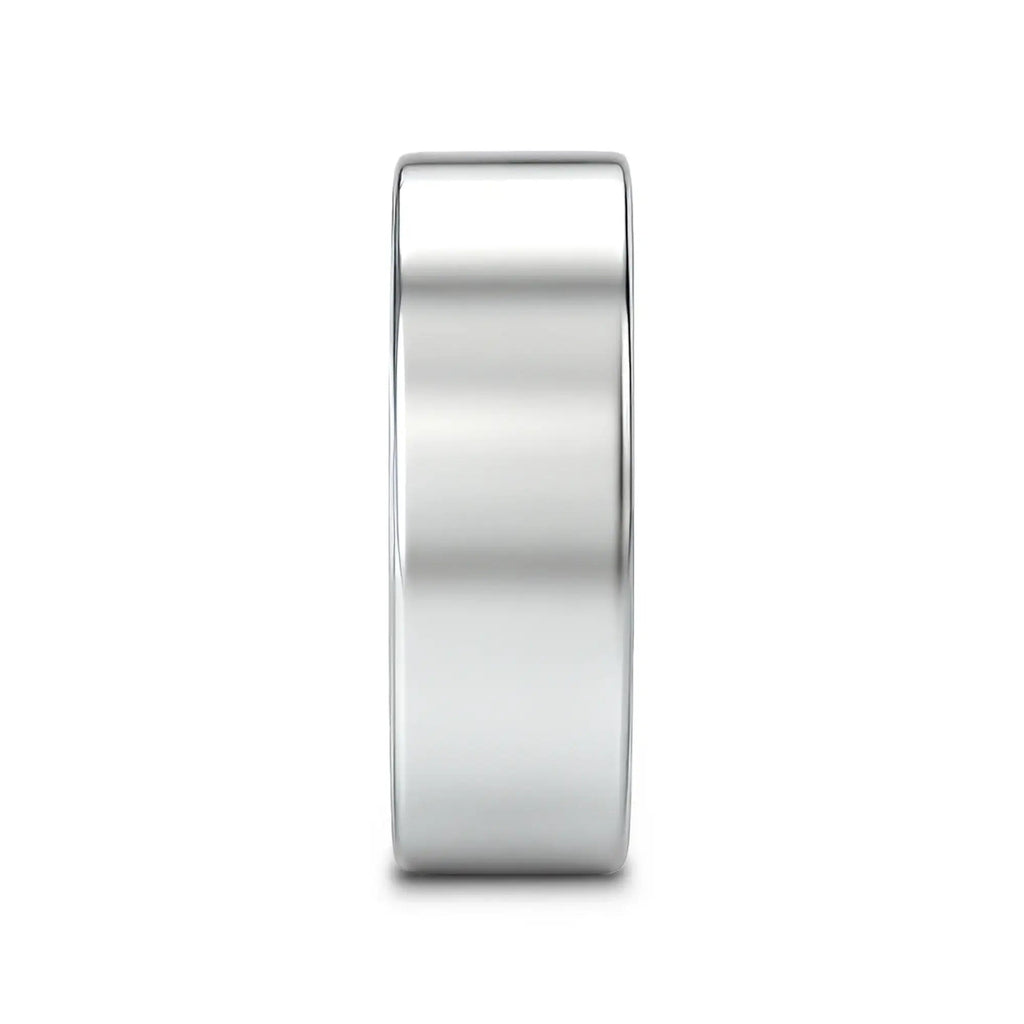 HARDY Polished Finish Flat Style Men’s Titanium Wedding Ring - 6mm & 8mm