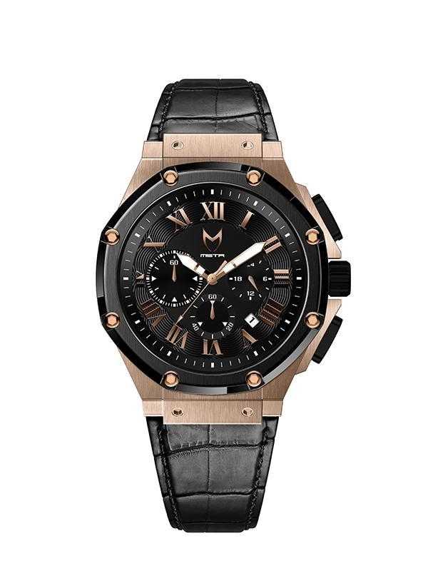 AM139CB - AMBASSADOR ROSE GOLD / BLACK / CROC STYLE BAND