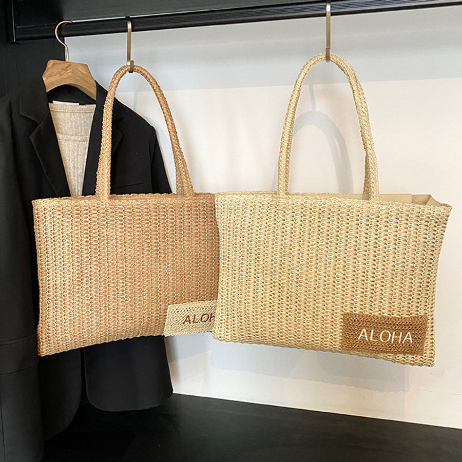 Stylish new letter embroidery high-capacity zip-up shoulder bag