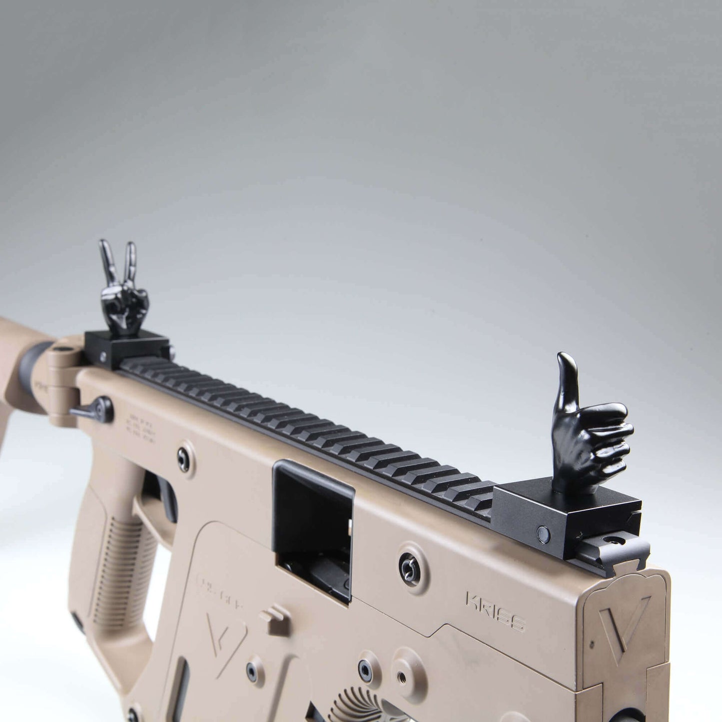 Black Color Novelty Finger Iron Sight Set - Straight (V Hand & Thumbs Up)