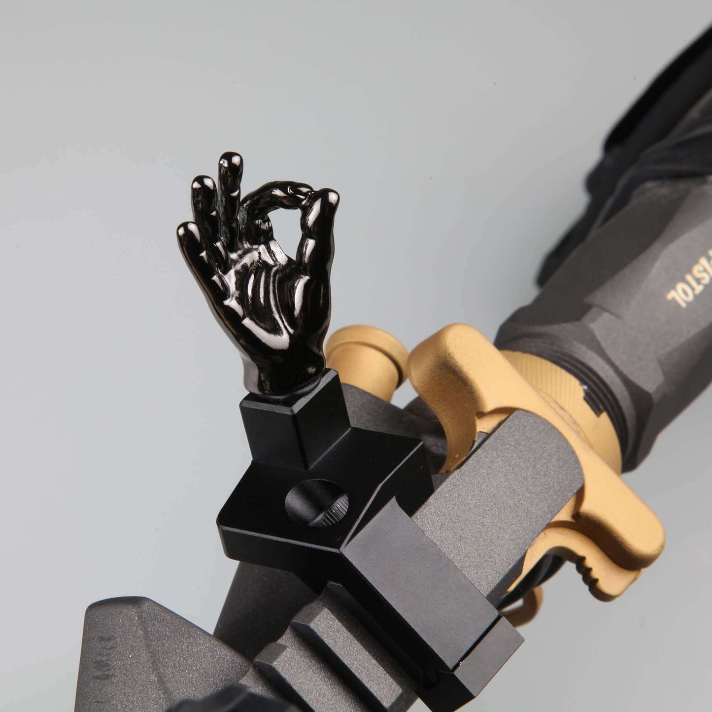 Gloss Tungsten Grey Color Novelty Finger Iron Sight Set - Offset 45 Degree (Middle Finger & OK Hand)