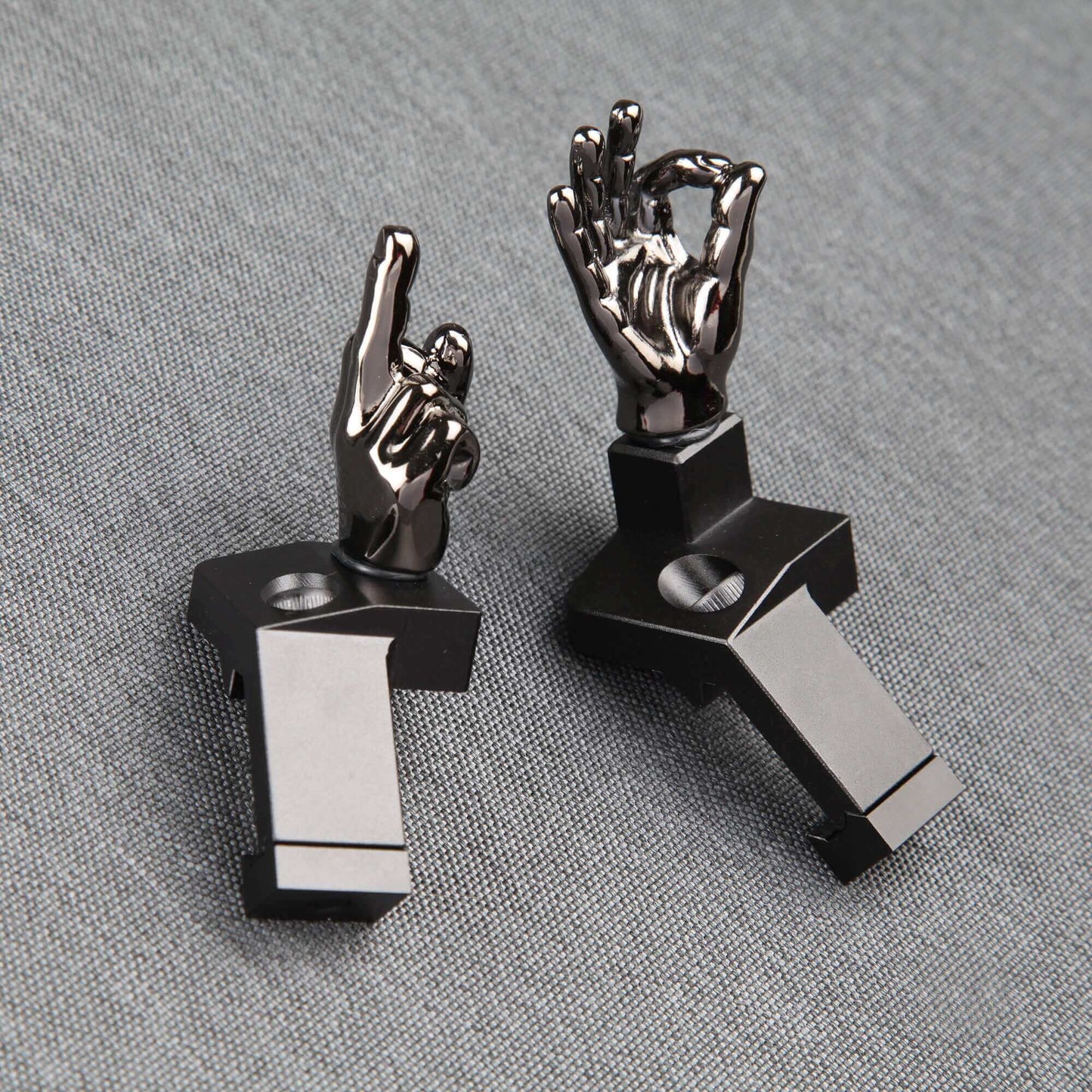 Gloss Tungsten Grey Color Novelty Finger Iron Sight Set - Offset 45 Degree (Middle Finger & OK Hand)