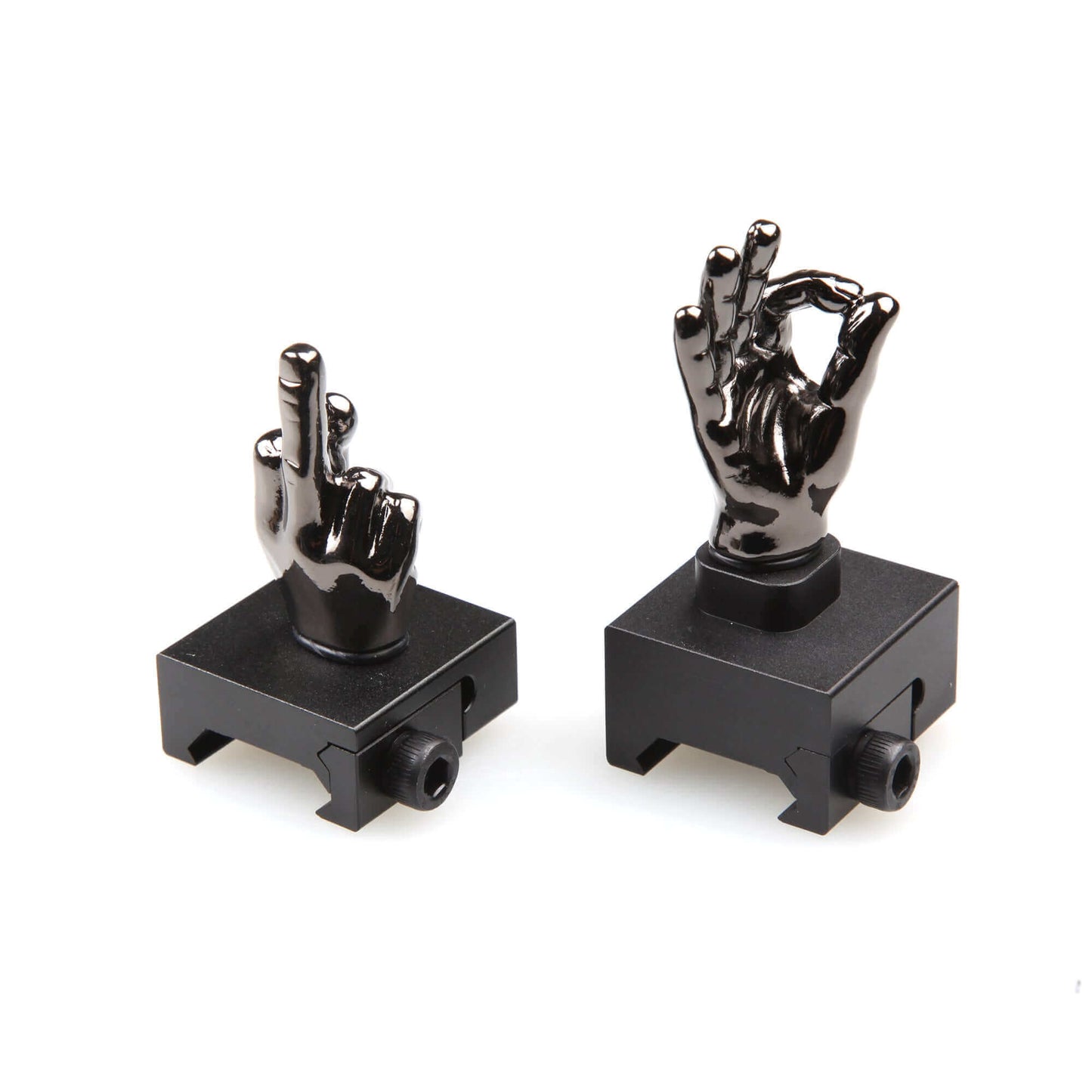 Gloss Tungsten Grey Color Novelty Finger Iron Sight Set - Straight (Middle Finger & OK Hand)
