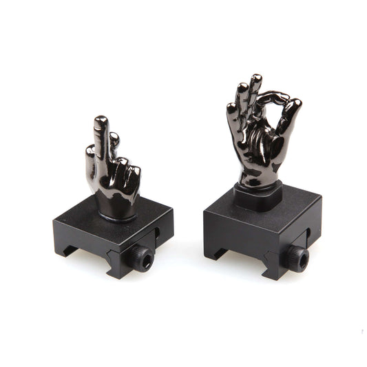 Gloss Tungsten Grey Color Novelty Finger Iron Sight Set - Straight (Middle Finger & OK Hand)