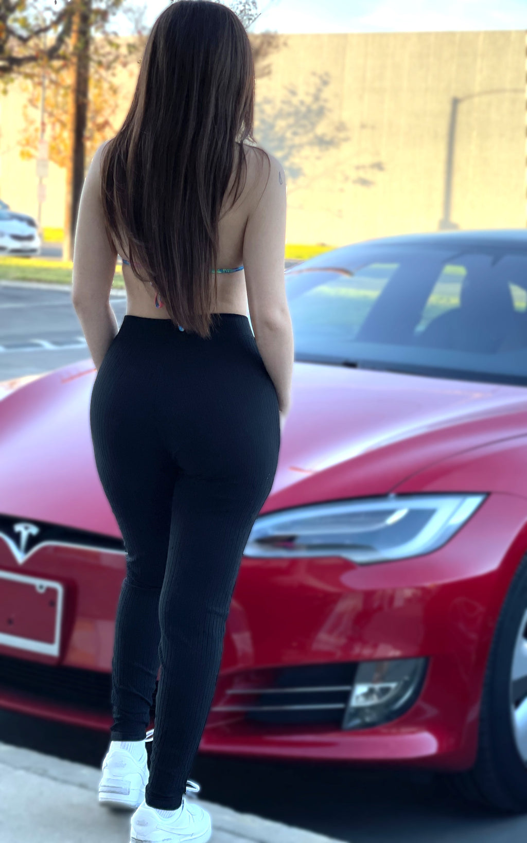 HARPER: Rib Leggings Pants in Black