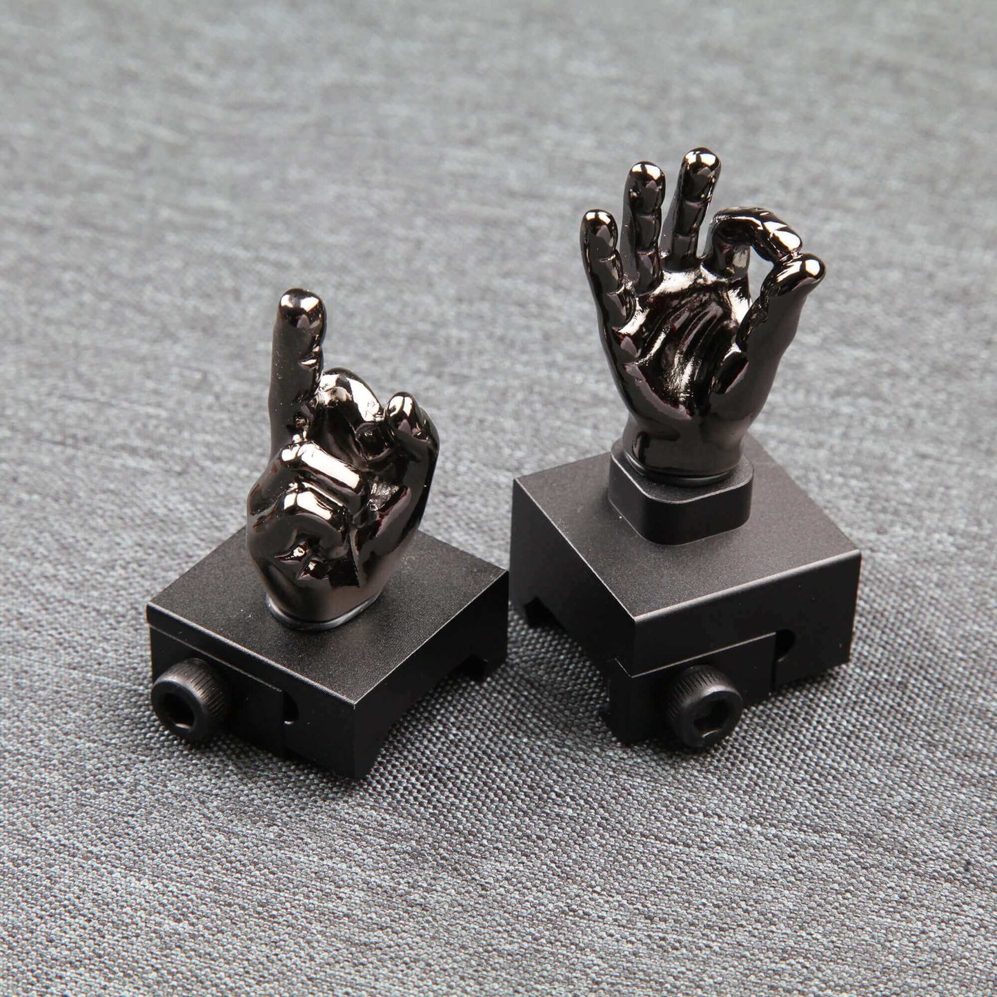 Gloss Tungsten Grey Color Novelty Finger Iron Sight Set - Straight (Middle Finger & OK Hand)