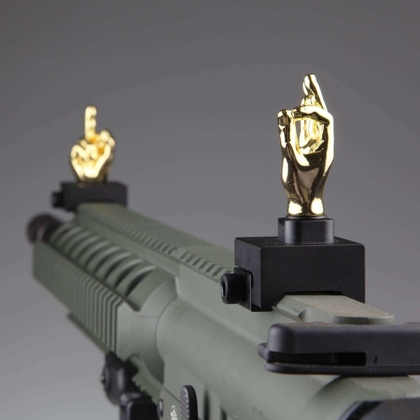 Golden Color Novelty Finger Iron Sight Set - Straight (Middle Finger & OK Hand)