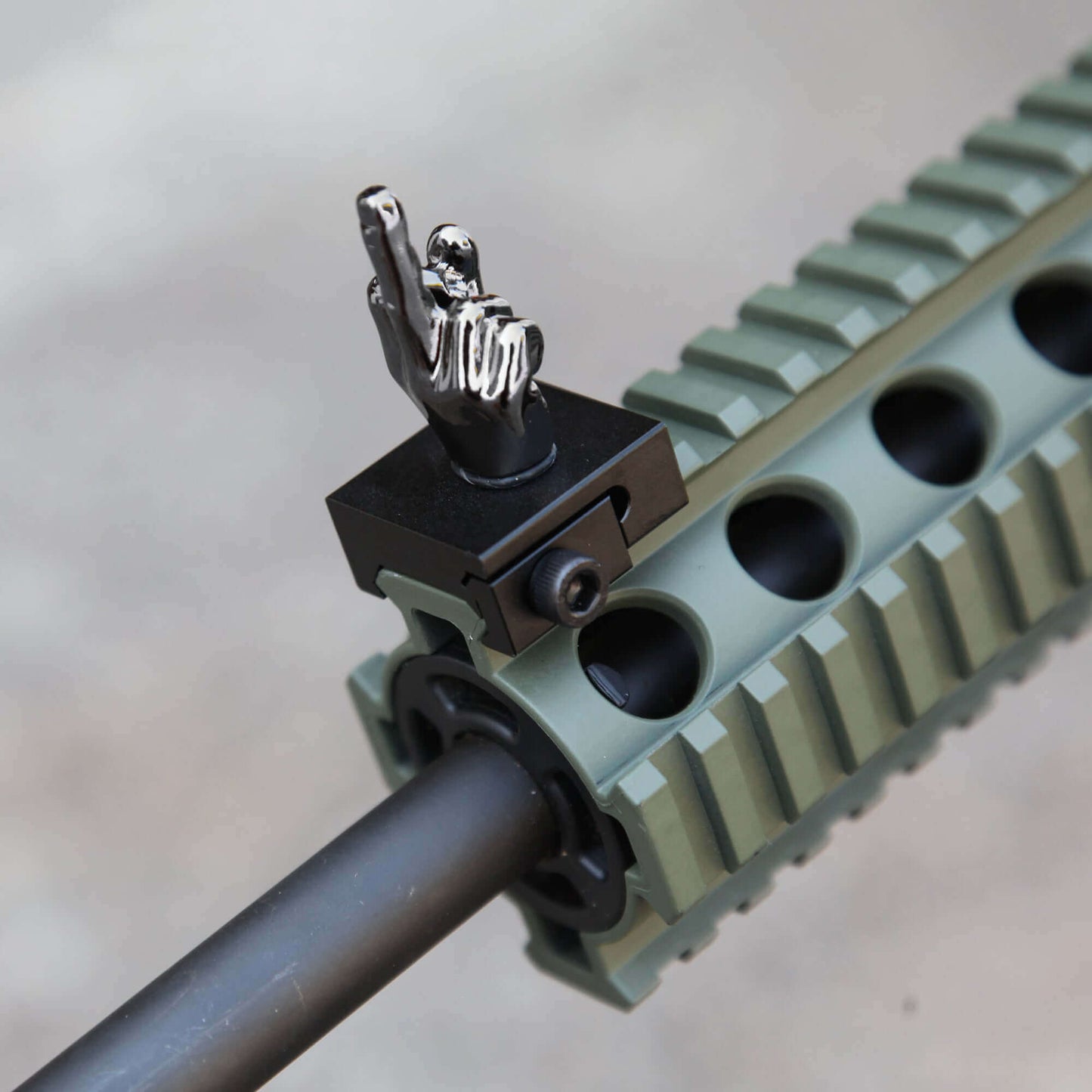 Gloss Tungsten Grey Color Novelty Finger Iron Sight Set - Straight (Middle Finger & OK Hand)