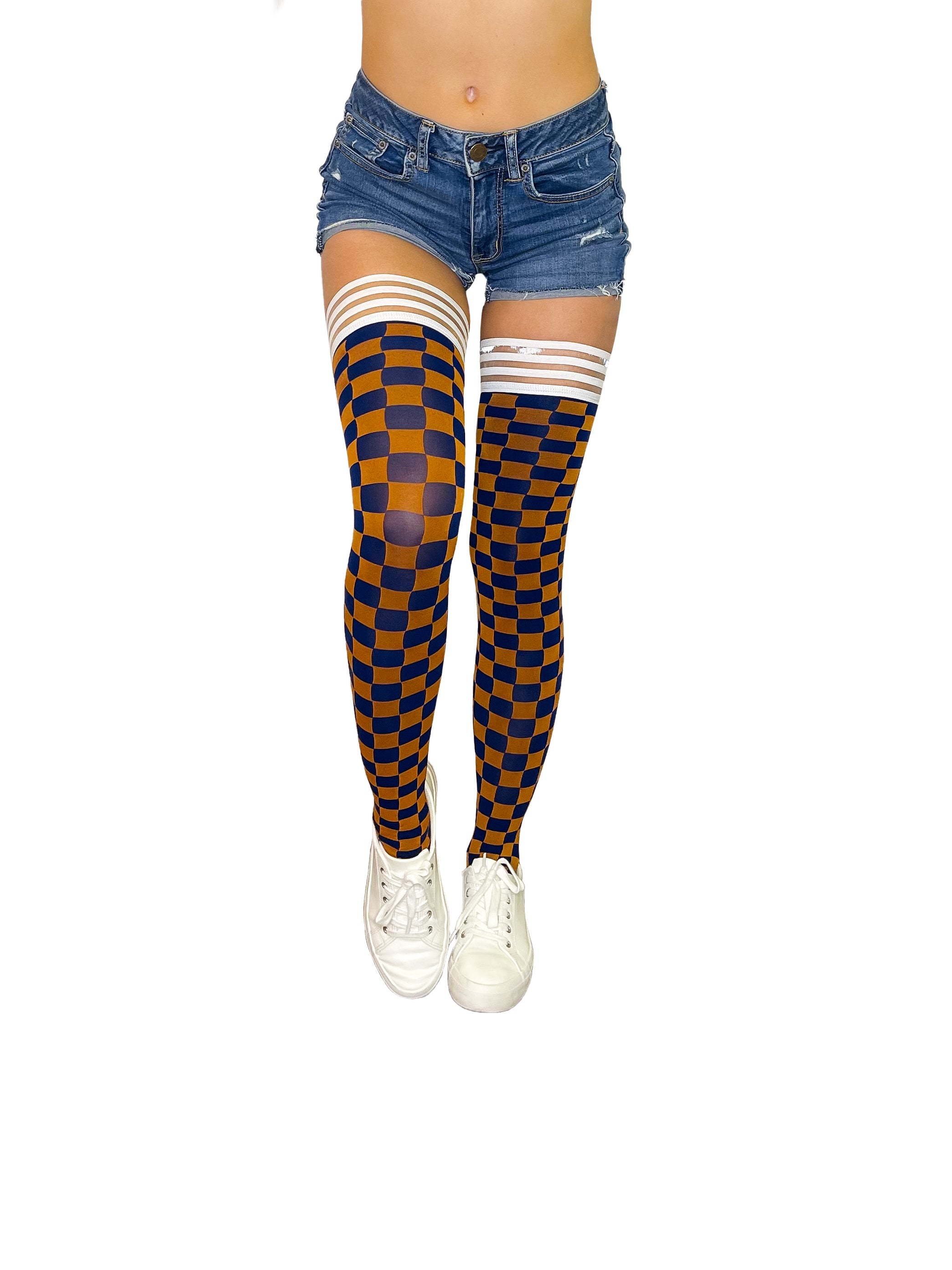 Game Day! - Burnt Orange & Navy Blue Thigh-Highs