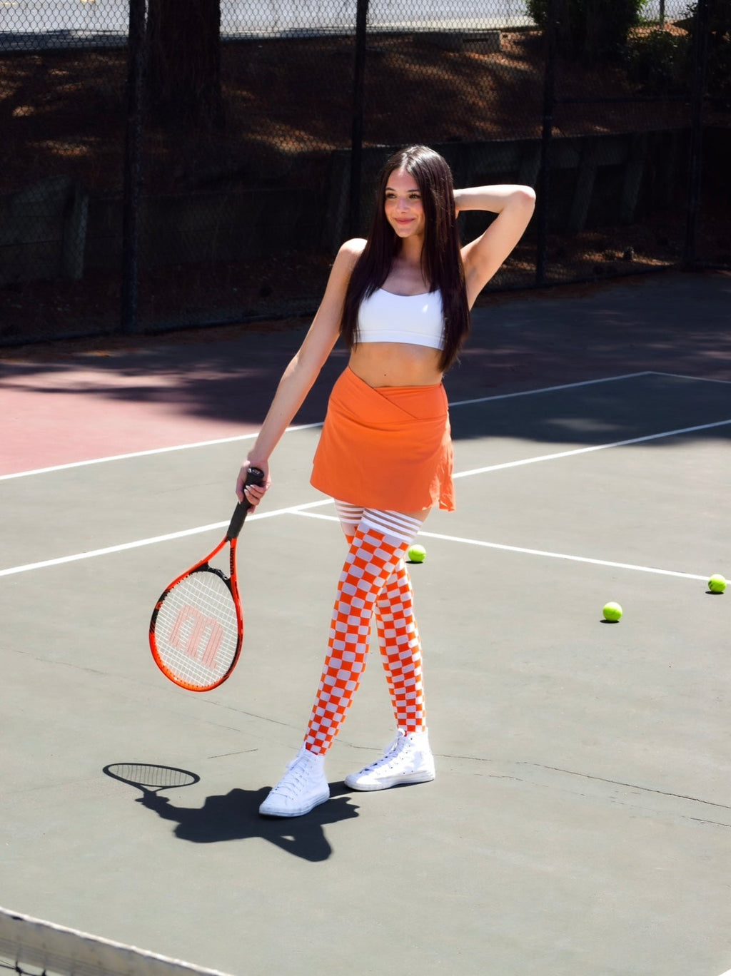 Game Day! - Orange & White Thigh-Highs