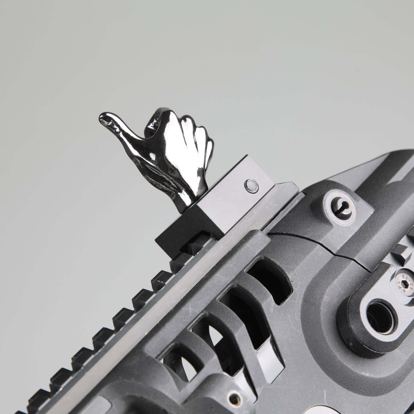 Gloss Tungsten Grey Color Novelty Finger Iron Sight Set - Straight (V Hand & Thumbs Up)