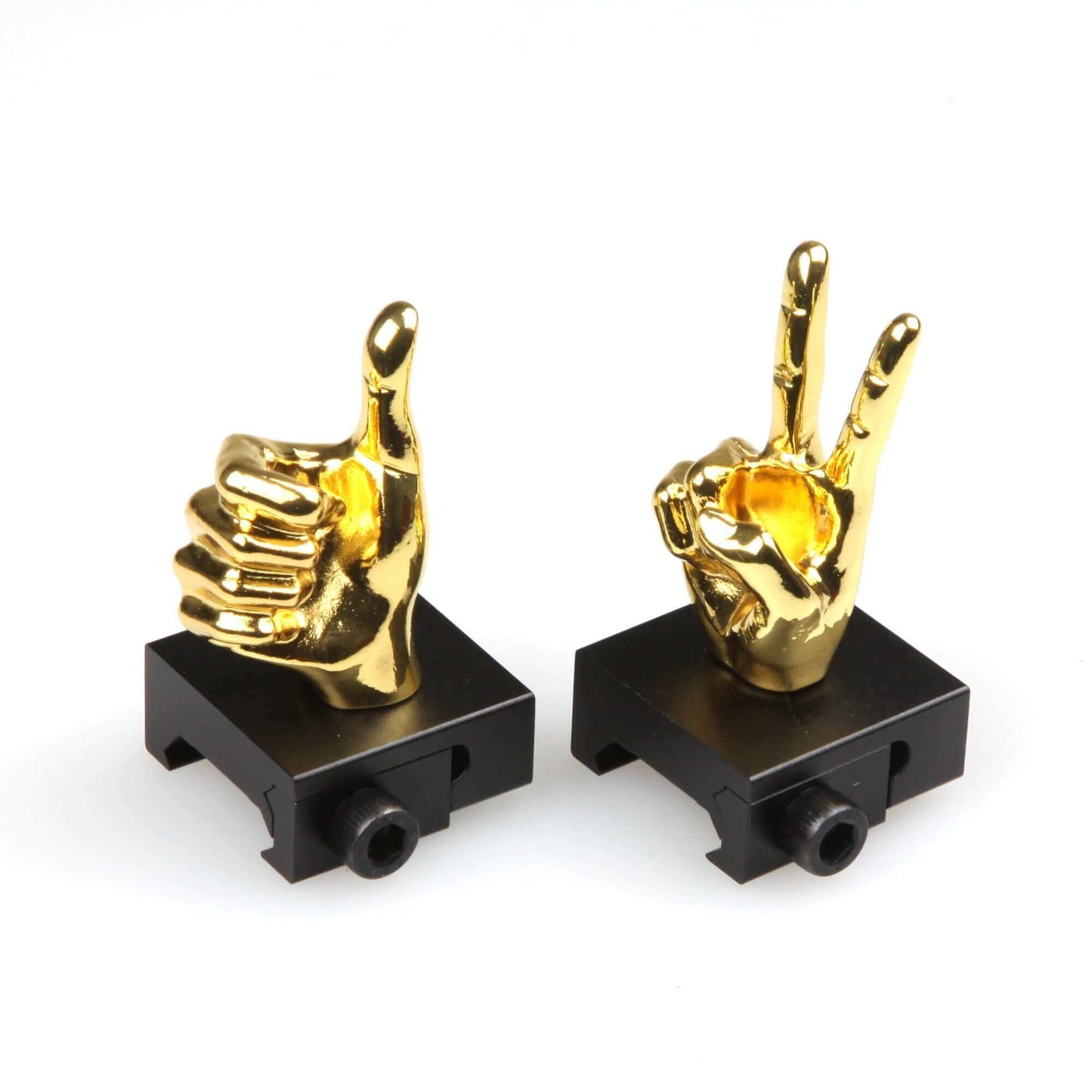 Golden Color Novelty Finger Iron Sight Set - Straight (V Hand & Thumbs Up)