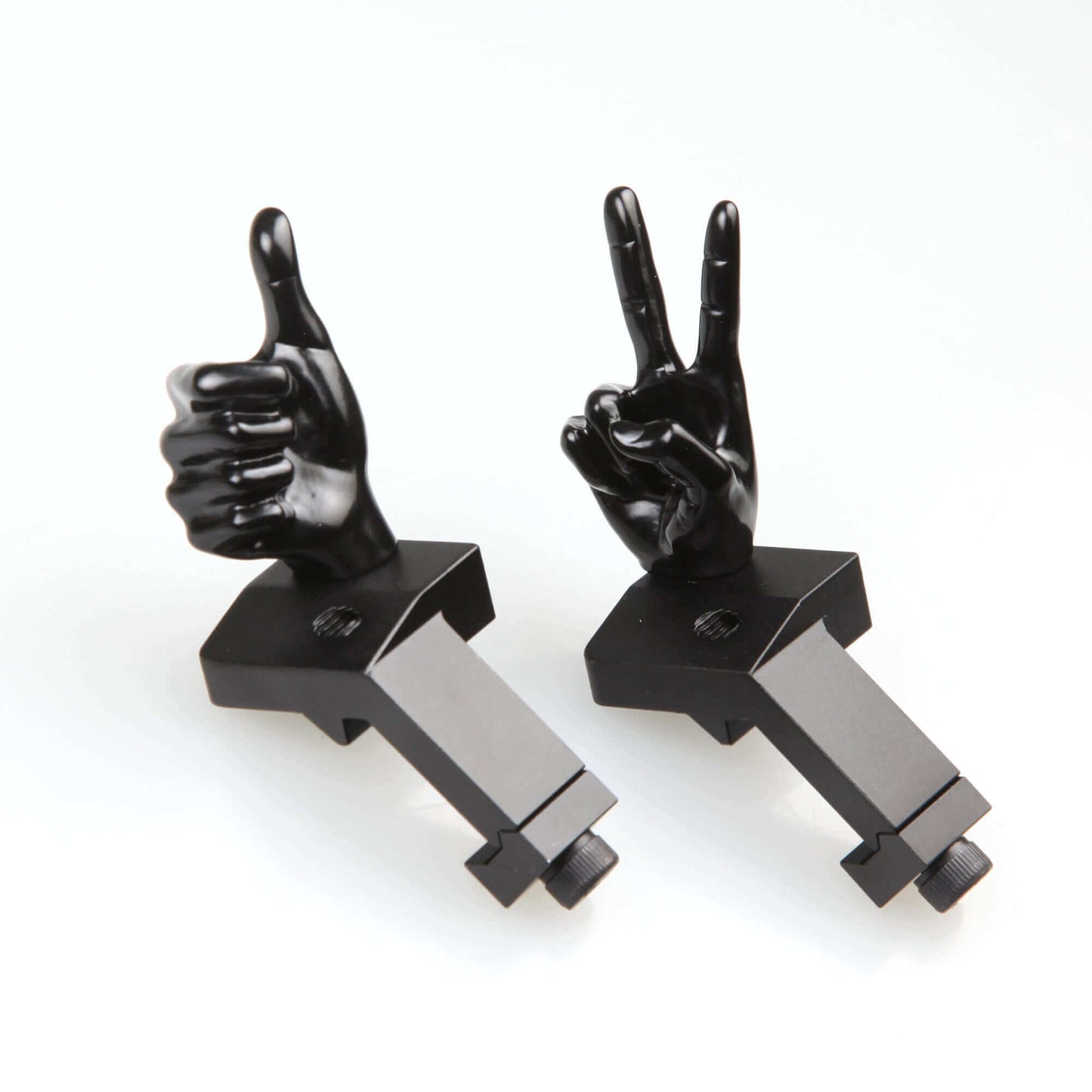 Black Color Novelty Finger Iron Sight Set - Offset 45 Degree (V Hand & Thumbs Up)