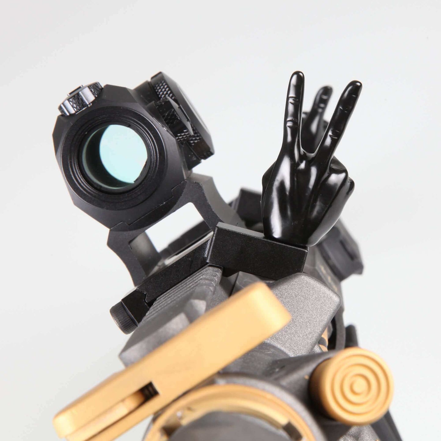 Black Color Novelty Finger Iron Sight Set - Offset 45 Degree (V Hand & Thumbs Up)