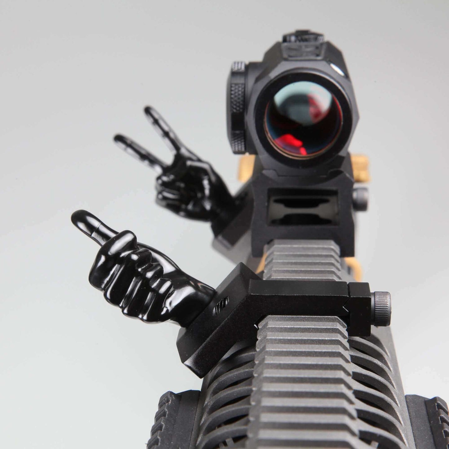 Black Color Novelty Finger Iron Sight Set - Offset 45 Degree (V Hand & Thumbs Up)