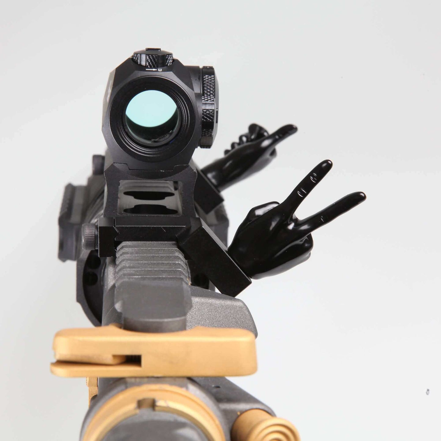 Black Color Novelty Finger Iron Sight Set - Offset 45 Degree (V Hand & Thumbs Up)