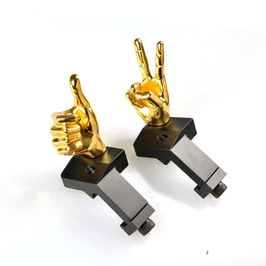 Golden Color Novelty Finger Iron Sight Set - Offset 45 Degree (V Hand & Thumbs Up)