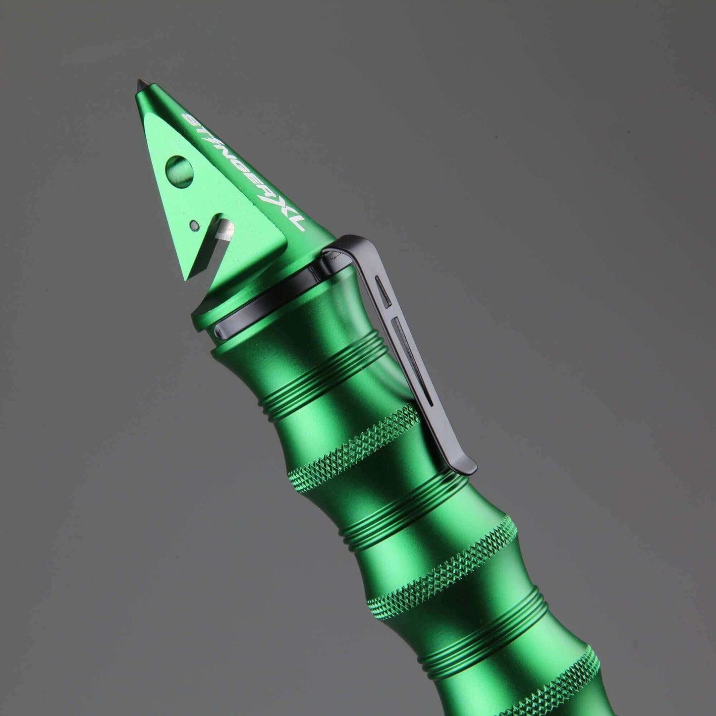 Stinger Whip Car Emergency Tool with Seat Belt Cutter and Window Breaker (XL Gatekeeper Edition, Green)