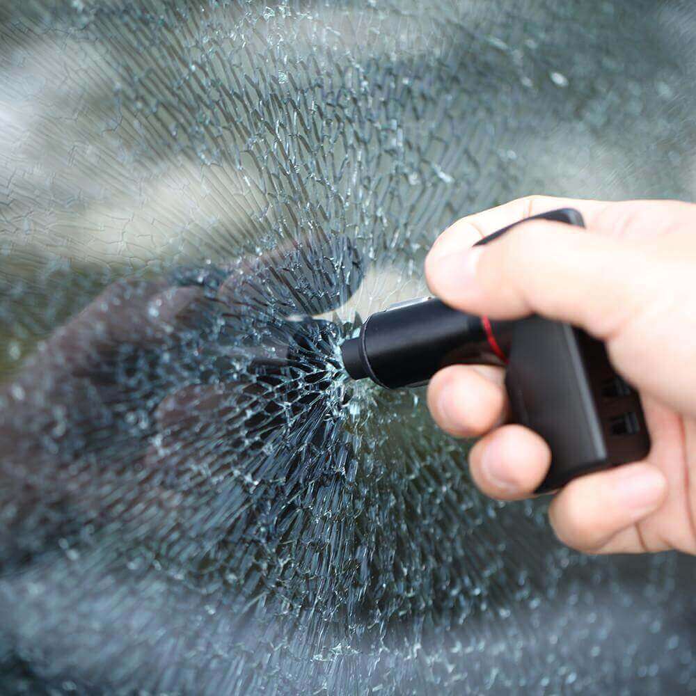 Stinger USB Car Charger Emergency Tool, Seatbelt Cutter, Spring-Loaded Car Window Breaker (Black)