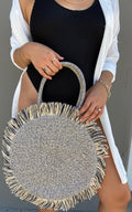 Round Tassel Edge Straw Bag