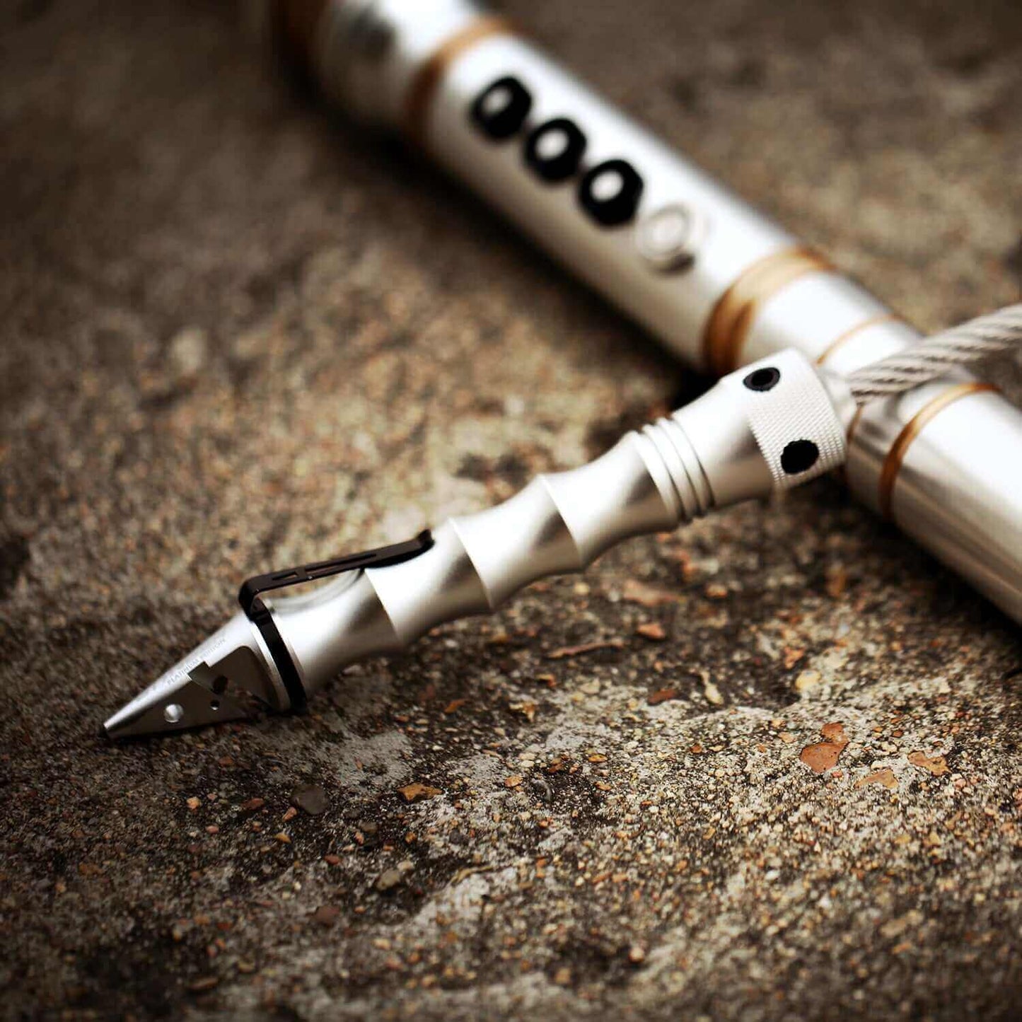 Stinger Whip Car Emergency Tool with Seat Belt Cutter and Window Breaker (Elite Edition, Platinum)