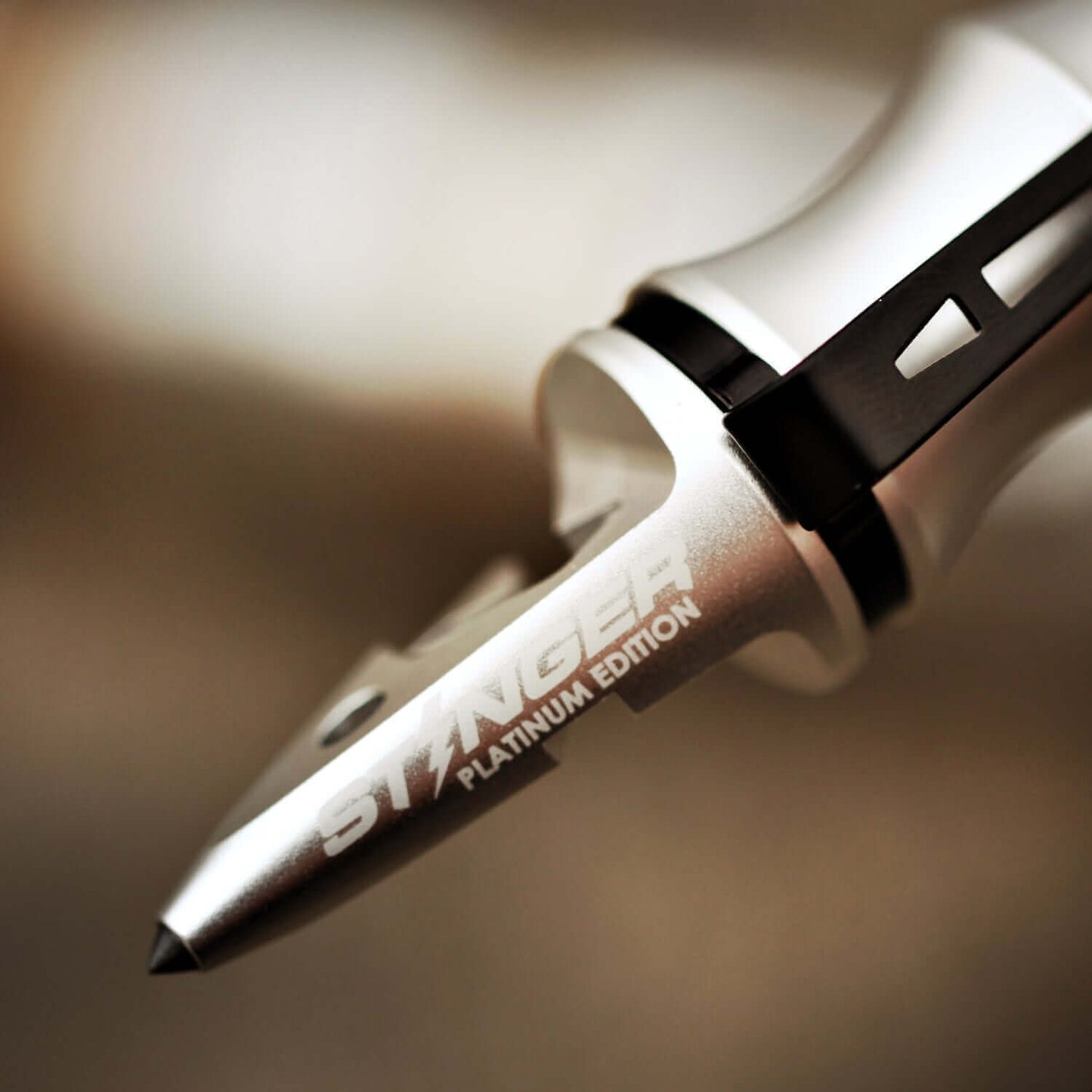 Stinger Whip Car Emergency Tool with Seat Belt Cutter and Window Breaker (Elite Edition, Platinum)