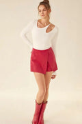 T-Shirts Trendsi usa - Idem Ditto Front Cut Out Long Sleeve Knit Top