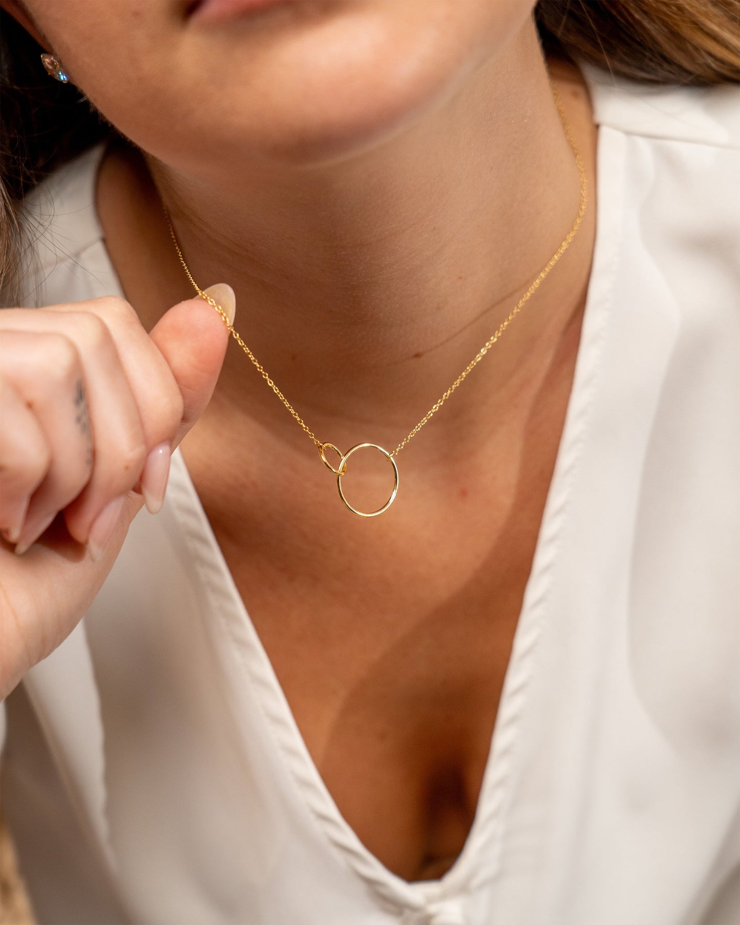 Sterling Silver Interlocking Open Circle Pendant