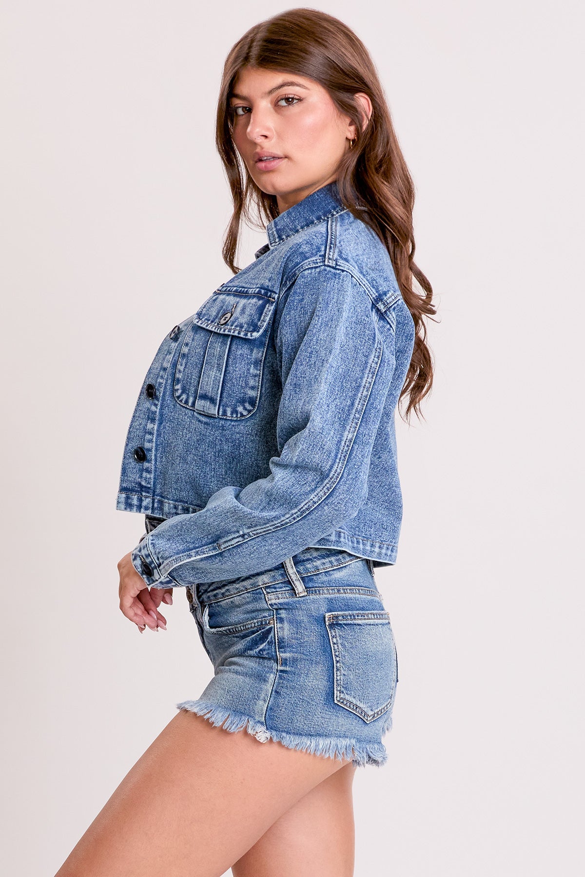 Women's Cropped Trucker Denim Jacket