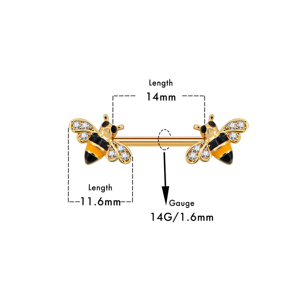Honeybee Nipple Barbell Jewelry Pair