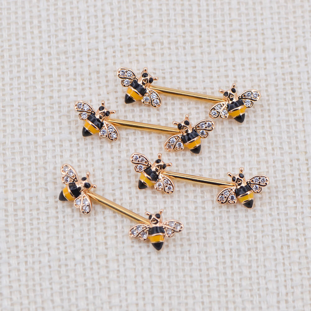 Honeybee Nipple Barbell Jewelry Pair