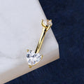 14K Gold Heart CZ Belly Ring
