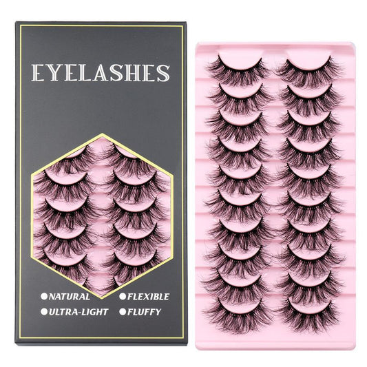 Ten pair new stylish synthetic cross curly false eyelashes