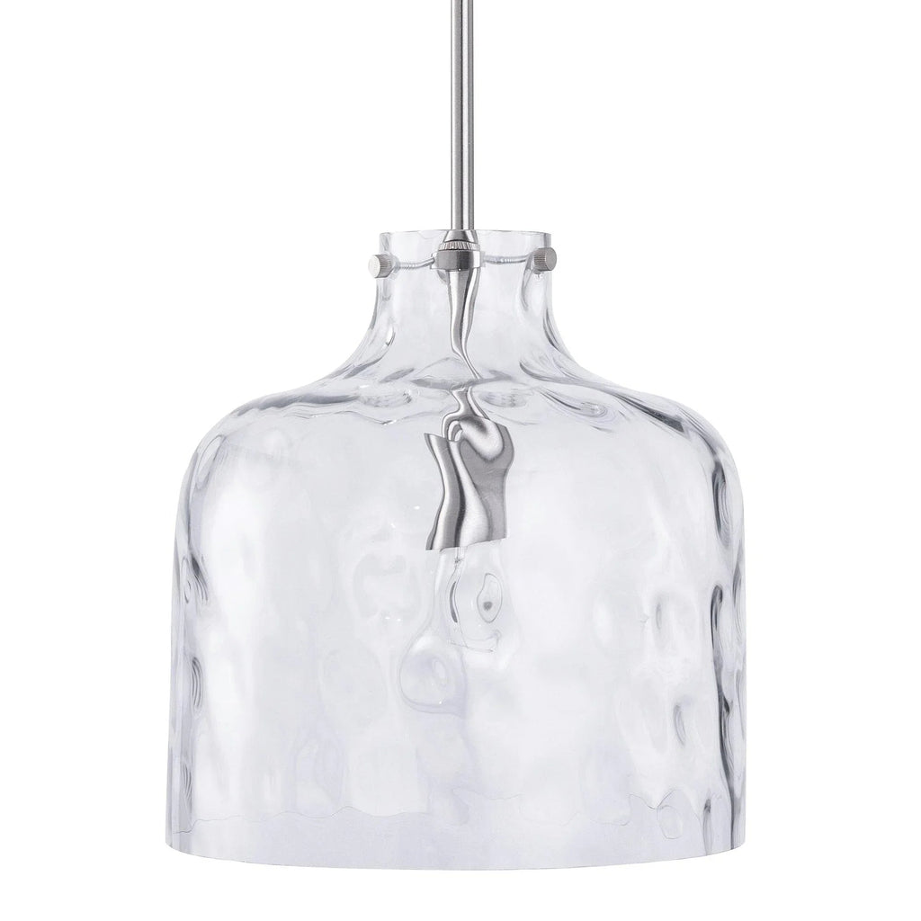 Kara Farmhouse 1-Light Textured Glass Nickel Island Pendant Light