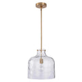 Kara Farmhouse 1-Light Textured Glass Nickel Island Pendant Light
