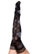 Kimmie: Not Your Grandma's Argyle Thigh Highs. Petite to Plus Size